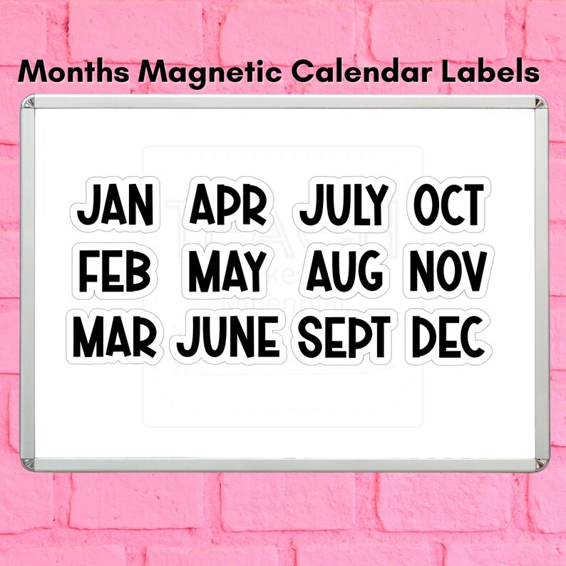 Months of the Year Magnetic Calendar Labels: Whiteboard Organization - Etsy
