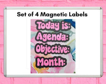 Set of 4 Custom Magnetic White Board Labels: Classroom Decor