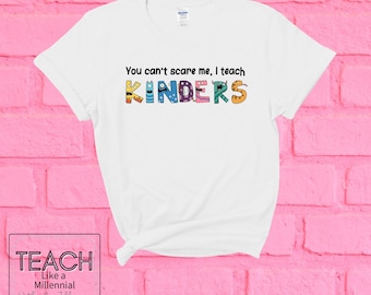 You can’t scare me I teach Teacher quote shirt, trendy fall graphic tee, scary  teacher quote shirt, Halloween apparel, cute monster tee
