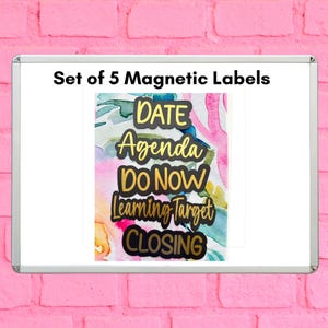 Set of 5 (1.5&quot;)  Custom Magnetic Labels, Classroom White Board Labels for Teachers, Classroom Organization, Classroom Decor, Removable Label