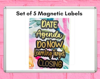 Set of 5 Custom Whiteboard Magnetic Labels