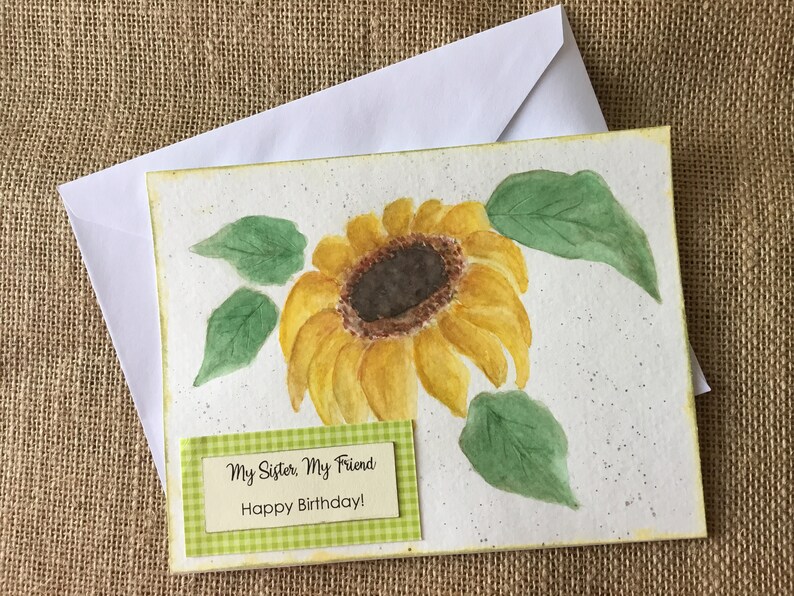 Painted Sunflower Birthday Card for Sister Happy Birthday My Etsy