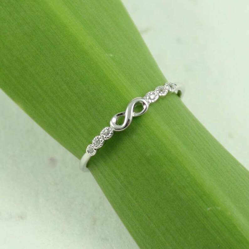 Infinity Ring Sterling Silver Infinity Ring CZ Ring Pink Etsy