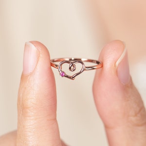 Rose Gold Heart Ruby Ring, women&#39;s fashion accessories, fashion rings,  heart rings