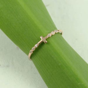 Rose Gold Cross Ring, Dainty Cross Rings, Spiritual Rings, Cross Jewelry, Sentimental Gifts, Gifts For Her, Promise Ring, Rose Gold Jewelry