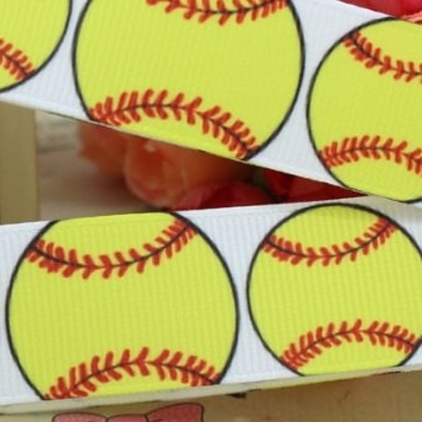 Softball Ribbon Grosgrain ribbon 7/8"