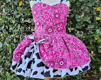 Pink Western Dress, Pink Cowgirl Outfit, Pageant Western Wear Birthday,  Pink Pageant Wear, Denim OOC, Gingham Dress, Bandana Print Outfit - Etsy