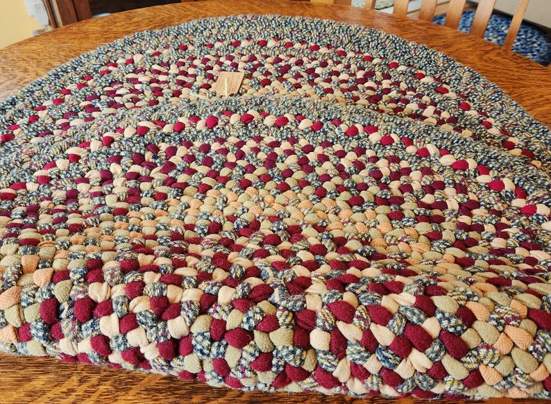 Hand-braided Oval Area Rug, Rustic Red Tweed, 34.5 X 47, - Etsy