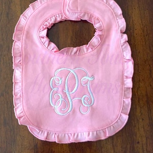 Monogrammed Ruffle Baby Bib - Baby Shower Gift - Newborn Gift Idea - Monogrammed Gifts - Personalized Baby Bib - Monogrammed Bib