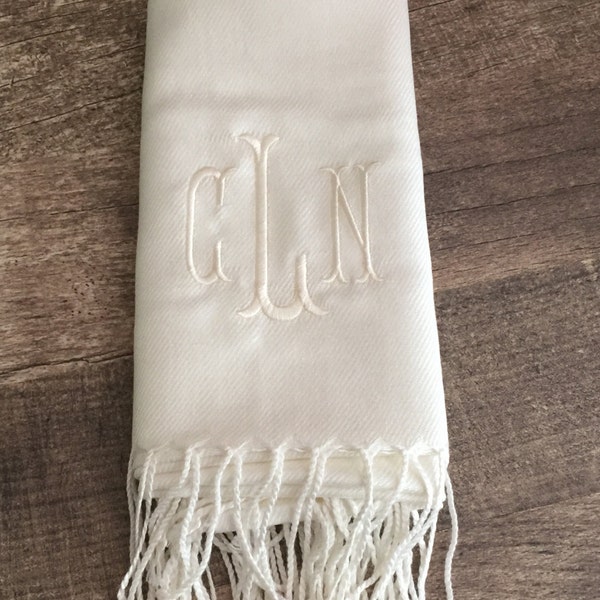 Monogrammed Pashmina Scarf - Bridesmaid Gift - Bachelorette Party - Monogrammed Shawl Scarf - Unique Gift Ideas - Personalized Pashmina