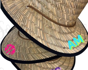 Monogrammed Woven Straw Hat - Bridesmaid Gift Ideas - Bachelorette Party - Monogrammed Sun Hat - Monogrammed Beach Hat - Lifeguard Style Hat