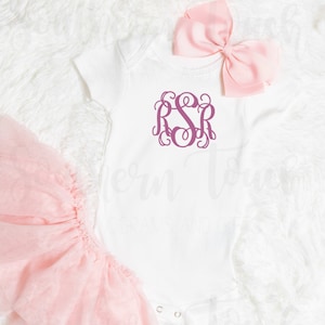 Monogrammed Baby Bodysuit: Personalized Cotton Newborn Gift