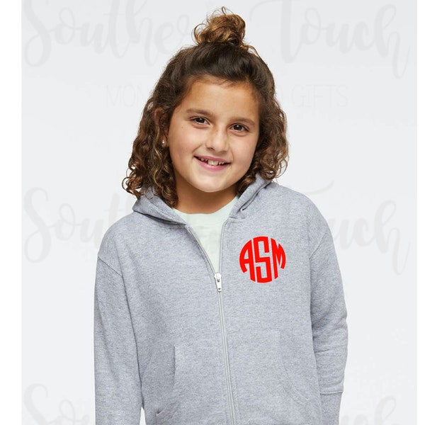 Monogrammed Toddler Full Zip Hooded Sweatshirt - Unisex Toddler Hooded Sweatshirt -Rabbit Skins Full Zip Sweatshirt -Monogram Toddler Fleece