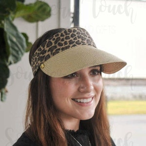 Monogrammed Leopard Sun Visor - Bridesmaid Gift Ideas -Bachelorette Party -Monogrammed Sun Hat -Monogrammed Beach Hat -Monogram Golf Visor