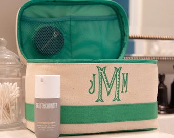 Monogrammed Canvas Train Case - Bridesmaid Gift Ideas - Monogrammed Travel Cosmetic Case - Unique Gift Idea - Personalized Makeup Train Case