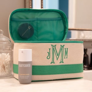 Canvas treinhoes met monogram - cadeau-ideeën bruidsmeisje - cosmetische reisetui met monogram - uniek cadeau-idee - gepersonaliseerde make-up treinhoes