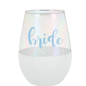Vaso de vino con monograma blanco espolvoreado - Ideas de regalos nupciales -Regalos de despedida de soltera con monograma - Copa de vino de 20 oz - Artículos de bar con monograma
