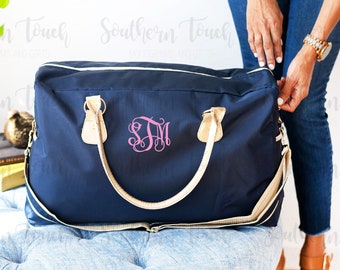 Monogrammed Luna Travel Bag - Monogram Duffel - Graduation Gift Idea - Weekender Bag - Monogram Luggage- Monogrammed Overnight Bag- Navy Bag