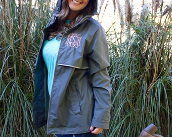 plus size monogrammed rain jacket