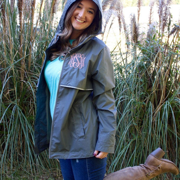 Monogrammed New Englander Rain Jacket - Charles River - Monogrammed Gifts - Waterproof Rain Jacket - Hooded Rain Jacket - Monogram Outerwear