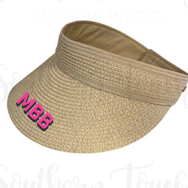 Monogrammed Natural Sun Visor - Bridesmaid Gift Ideas -Bachelorette Party -Monogrammed Sun Hat -Monogrammed Beach Hat -Monogram Golf Visor