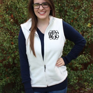 Monogrammed Fleece Vest: Ladies Personalized Outerwear