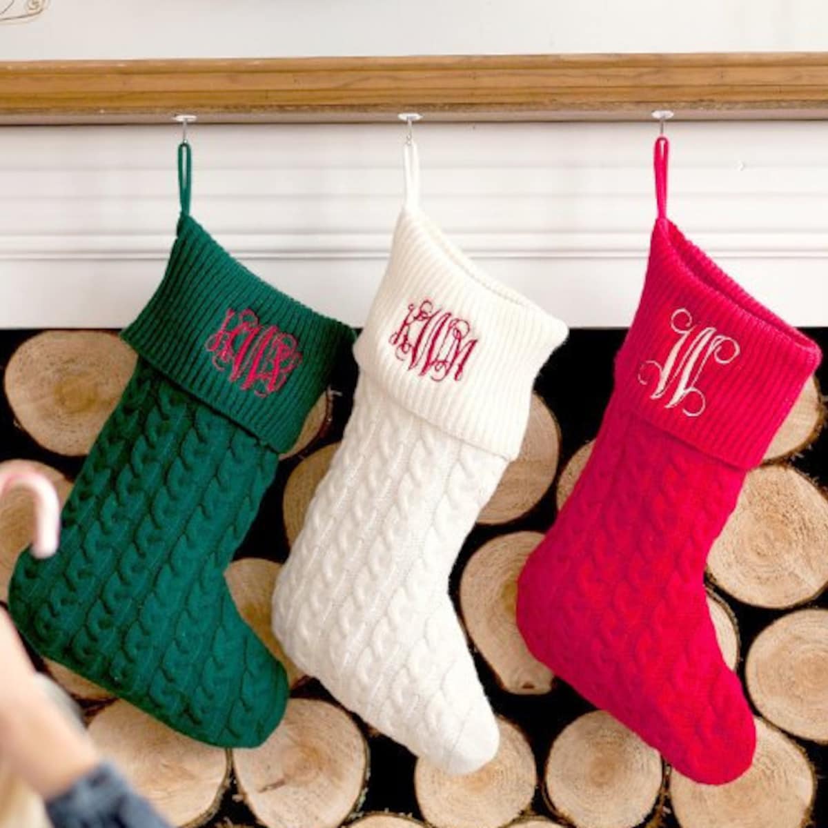 Monogrammed Cable Knit Christmas Stocking - Red, Green, Creme, Grey Christmas Stocking-monogram Gifts-monogrammed Christmas Home Decorations - Etsy