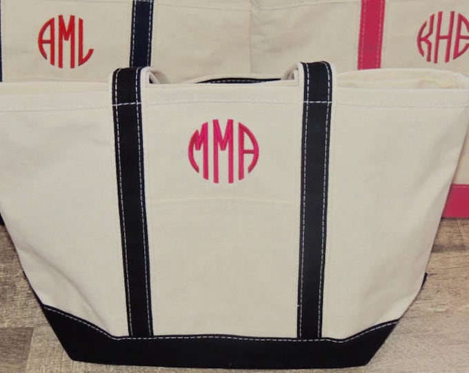 Monogrammed Medium Boat Tote - Bridesmaid Gift - Monogrammed Tote Bag - Canvas Tote Bag- Monogrammed Travel Tote - Monogrammed Gifts