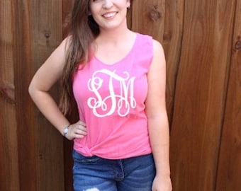 Monogrammed Comfort Colors Tank Top with Large Monogram