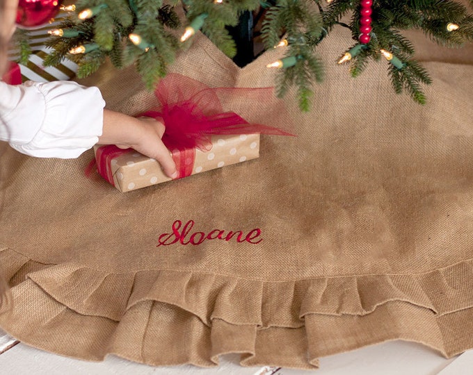 Monogrammed Burlap Tree Skirt 