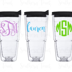 Monogrammed 24 oz. Double Wall Acrylic Tumbler - Bridesmaid Gift - Bachelorette Party - Monogrammed Gifts - Monogrammed Clear Tumbler Cup