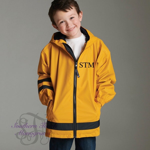 Veste de pluie monogrammée pour enfants de la Nouvelle-Angleterre - Charles River - Vêtements d’extérieur pour enfants - Cadeaux monogrammés - Veste de pluie pour enfants