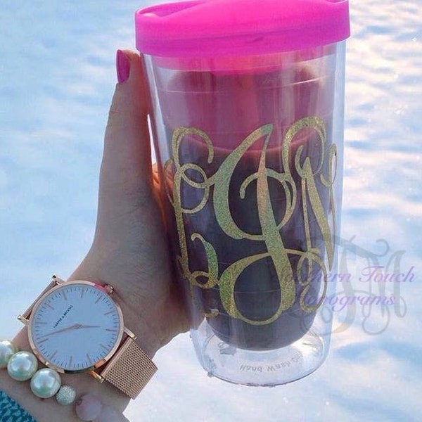 Monogrammed Acrylic Tumbler - Bridesmaid Gift - Bachelorette Party - Monogrammed Gifts -Monogram Cup -16oz Clear Tumbler - Unique Gift Ideas