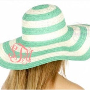 Monogrammed Striped Floppy Hat - Bridesmaid Gift - Bachelorette Party - Monogrammed Gifts - Monogrammed Derby Hat - Monogrammed Beach Hat