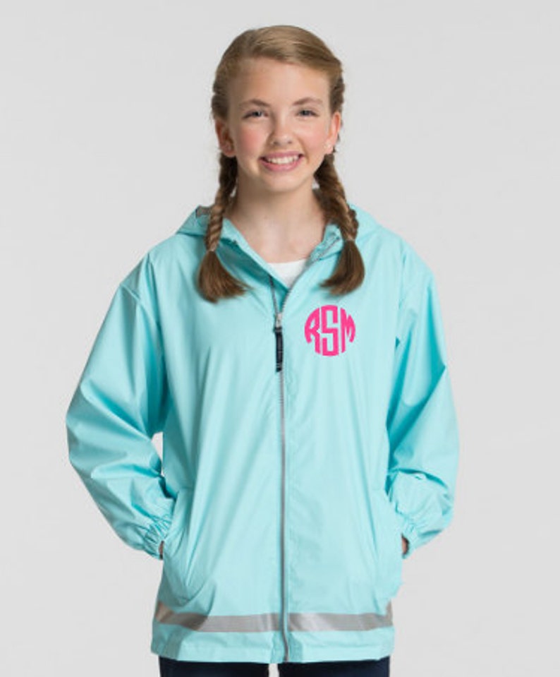 Monogrammed New England Youth Rain Jacket Charles River Etsy