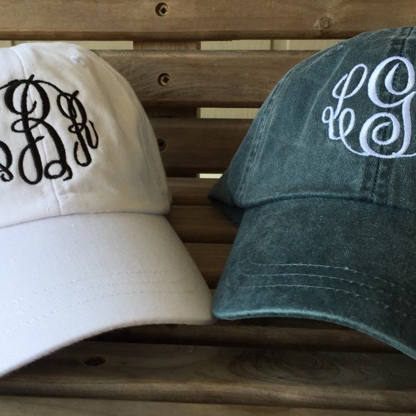 Cappello da baseball con monogramma - Cappello pigmentato lavato - Idea regalo da damigella d'onore - Addio al nubilato - Berretto con monogramma - Regali con monogramma