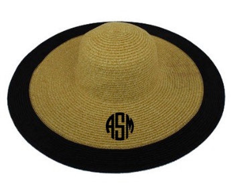 Chapeau souple monogrammé contour large Idées cadeaux de demoiselle d'honneur EVJF chapeau de soleil disquette monogrammé chapeau Derby monogrammé image 3