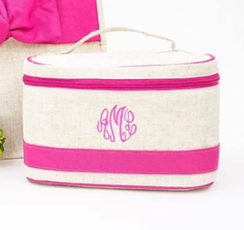 Monogrammed Linen Train Case Bridesmaid Gift Ideas Etsy