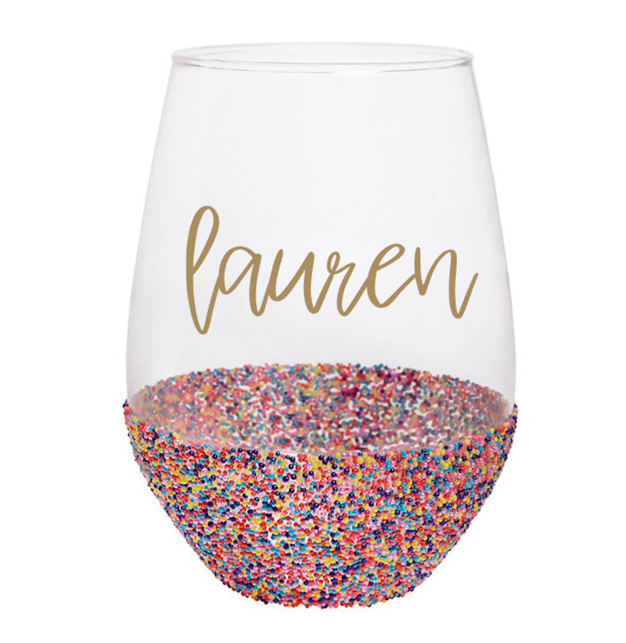 Shadow Monogram Stemless Wine Glass - Sprinkled With Pink