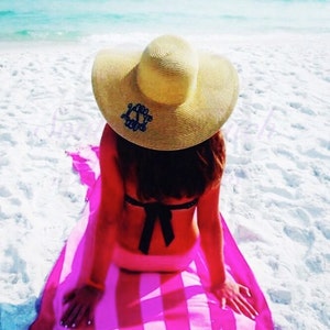 Monogrammed Floppy Hat - Bachelorette Party - Bridesmaid Gift Idea - Monogrammed Sun Hat - Monogrammed Derby Hat - Personalized Floppy Hat
