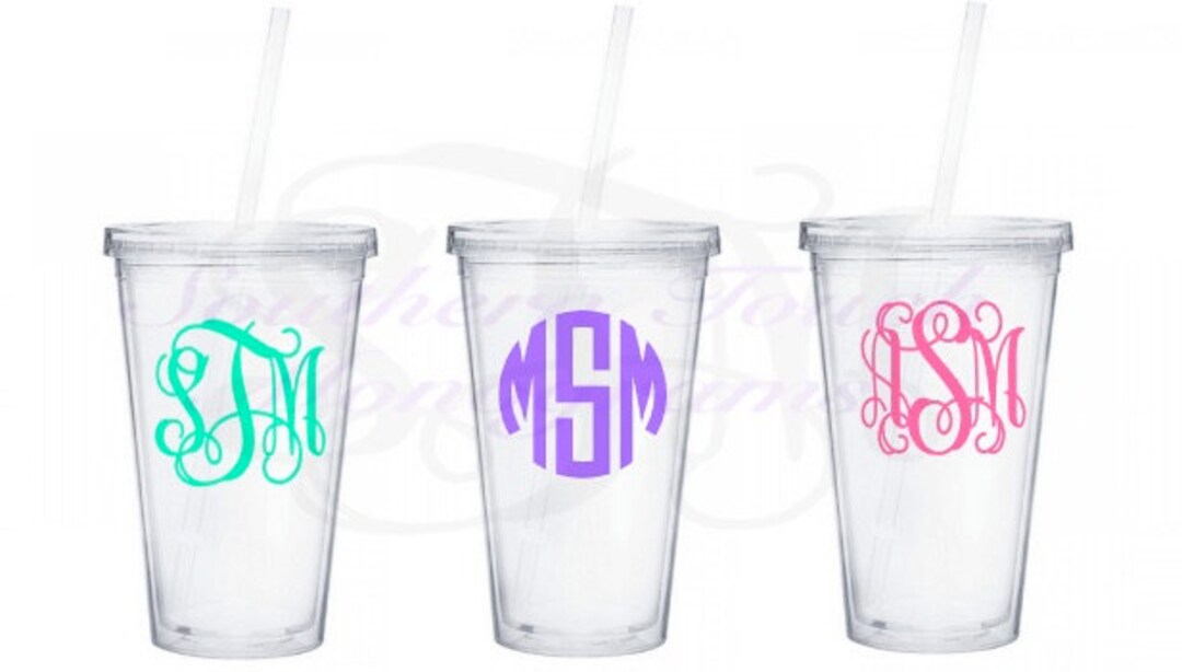 Monogrammed Double Wall Acrylic Tumbler Bridesmaid Gift - Etsy