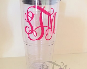 Monogrammed 24 oz. Double Wall Acrylic Tumbler - Bridesmaid Gift - Bachelorette Party - Monogrammed Gifts - Monogrammed Clear Tumbler Cup