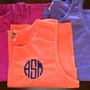 Monogrammed Comfort Color Tank Top Bachelorette Party Bridesmaid Gift Idea Monogrammed Tank Top Comfort Colors Getting Ready Tank image 2