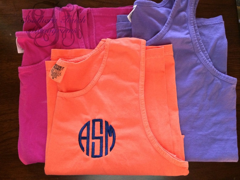 Monogrammed Comfort Color Tank Top Bachelorette Party Bridesmaid Gift Idea Monogrammed Tank Top Comfort Colors Getting Ready Tank image 2