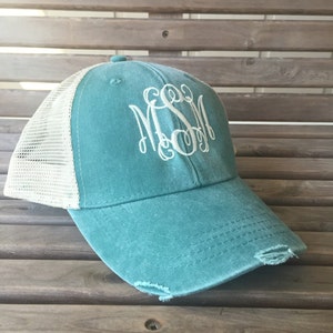 Monogram Distressed Trucker Hat: Personalized Baseball Cap