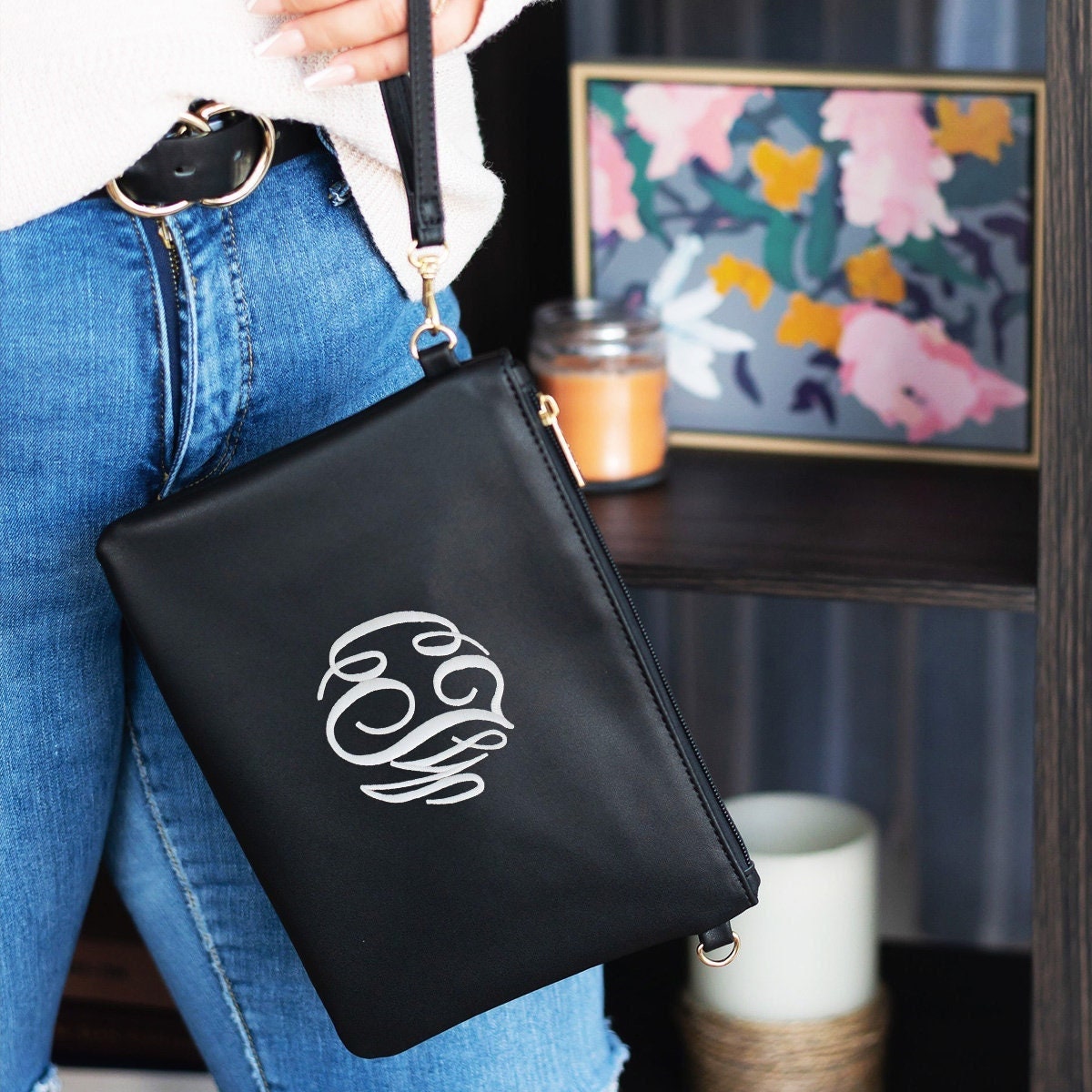 Monogrammed Wristlet Etsy