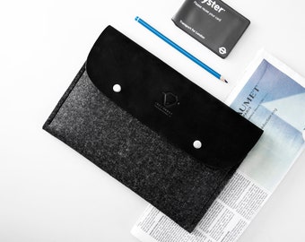 Funda para iPad Pro de 11" M4, iPad Air de 11" M2, iPad de 10.ª generación, iPad Air de 5.ª generación, funda para iPad, funda tipo folio para iPad de fieltro de lana y cuero con soporte para Apple Pencil.