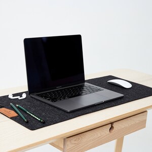 Merinowolle Filz Schreibtischmatte, rutschfeste Filz Schreibtischunterlage, Filz Schreibtischunterlage, Filz Maus Tastatur Unterlage, Extra Grosse Graue Schreibtischunterlage, Home Office Accessoire