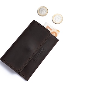 Cartera minimalista para hombre, cartera delgada, cartera con tarjetero, cartera pequeña, cartera de viaje, cartera de cuero CrazyHorse, cartera de cuero para monedas y tarjetas