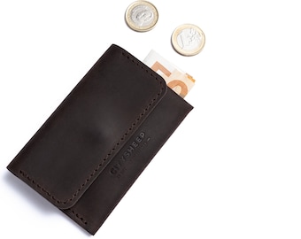 Cartera minimalista para hombre, cartera delgada, cartera con tarjetero, cartera pequeña, cartera de viaje, cartera de cuero CrazyHorse, cartera de cuero para monedas y tarjetas